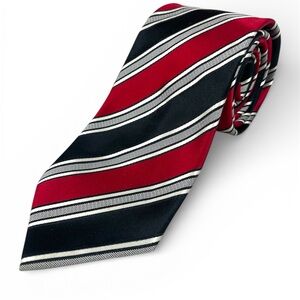 Elegant Donald J Trump signature collection Red and Black Striped Tie 100% silk